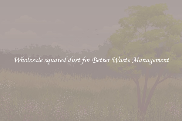 Wholesale squared dust for Better Waste Management